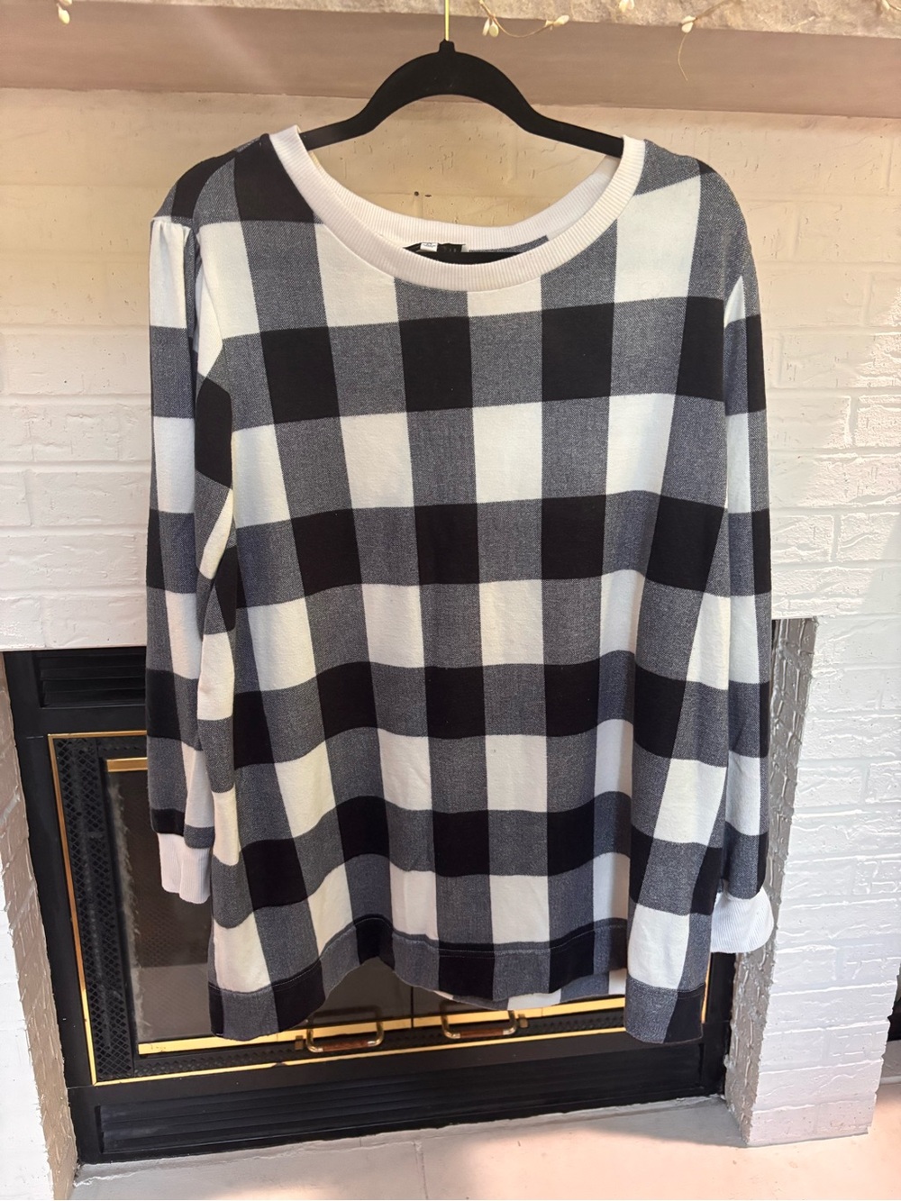 Buffalo Check Crewneck Sweater in Black & White